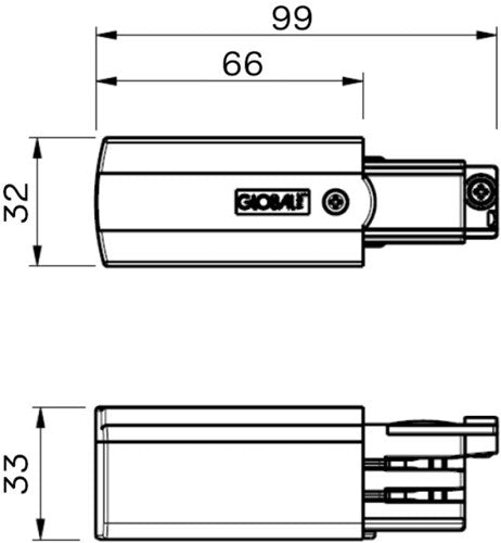 Nordic aansluitstuk tbv. rail alu links 3-fasen 5050014
