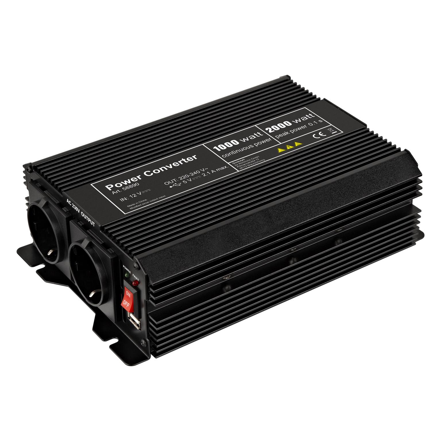 Omvormer - 12 naar 230 volt - dc - 1000 watt