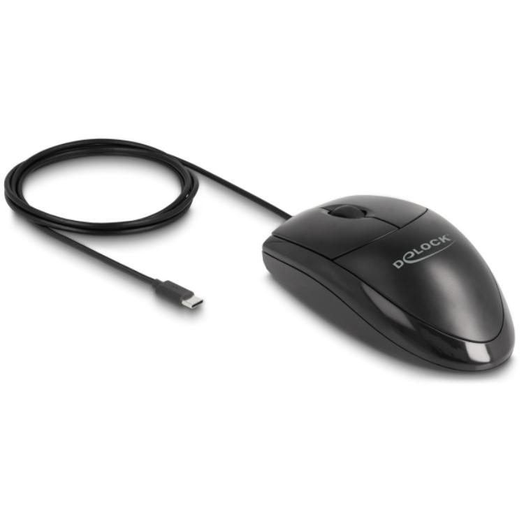 Optische muis, delock, usb c, 1,5 m