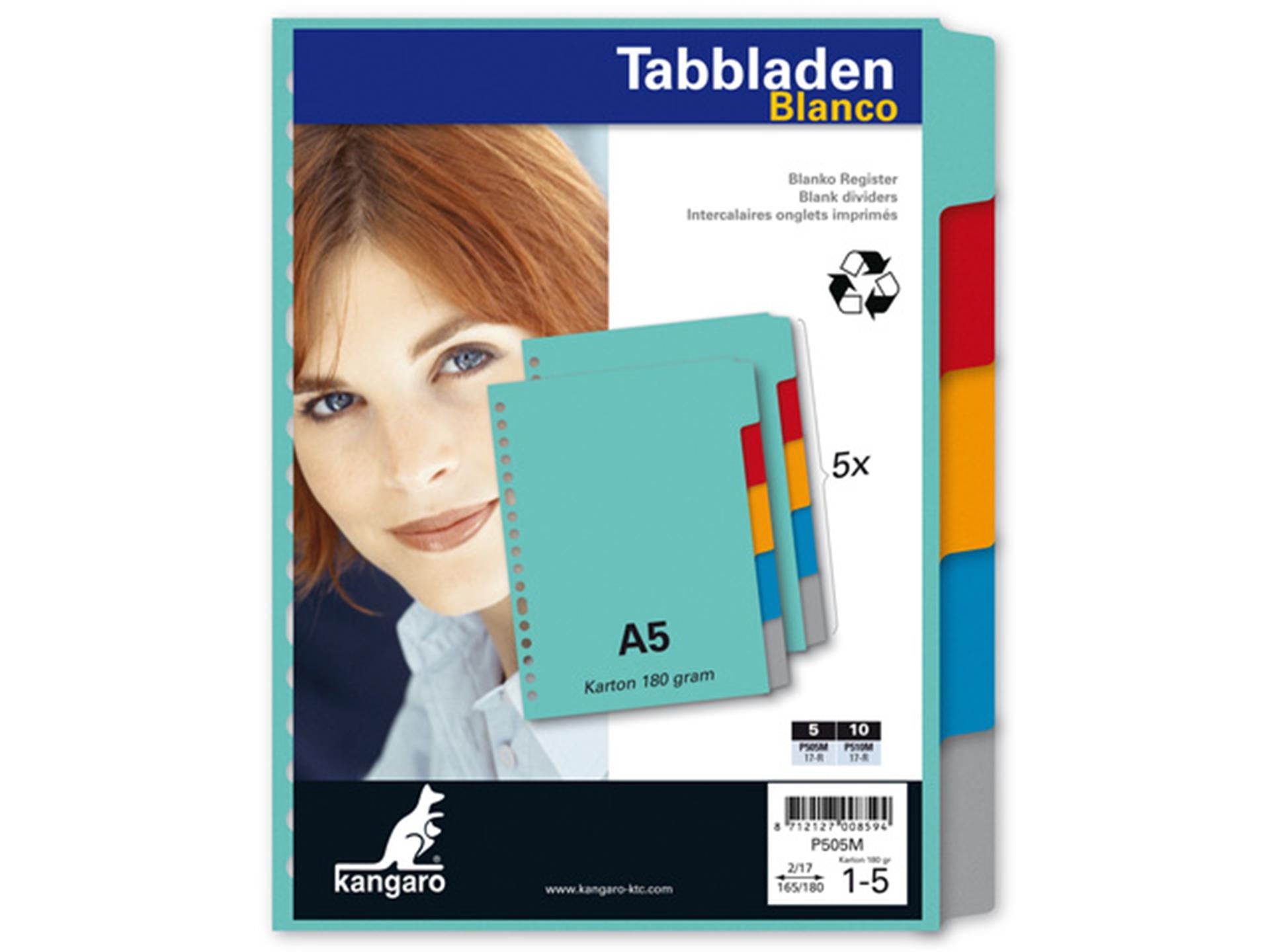 Kangaro tabbladen a5 blanco 17 rings karton