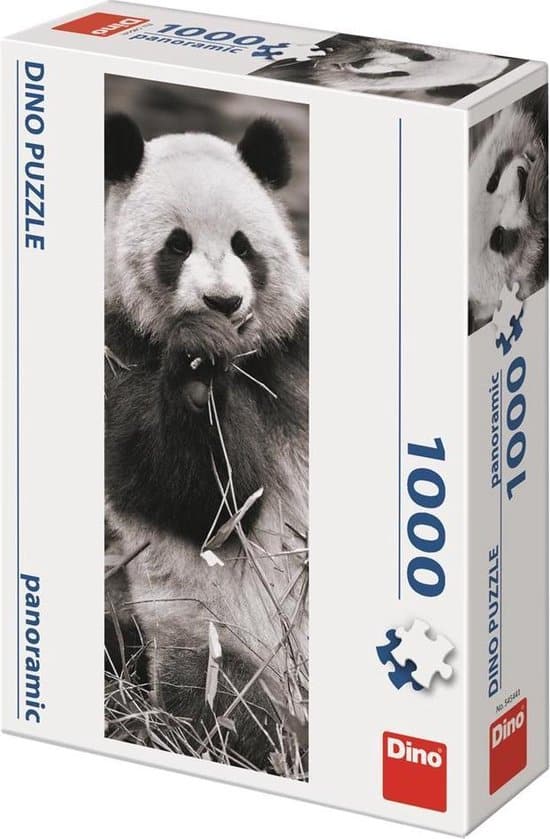 Dinotoys dino puzzel - panorama panda in het gras - 1000 stukjes