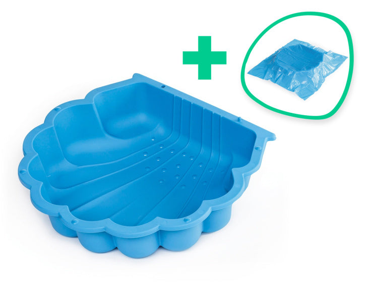 Sandkasten Shell 87 x 78 x 18 cm blau mit Deck