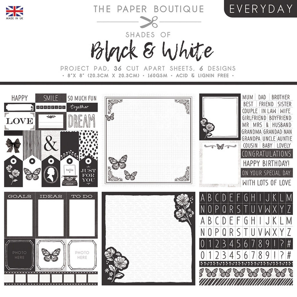 The paper boutique • everyday shades of black white project pad