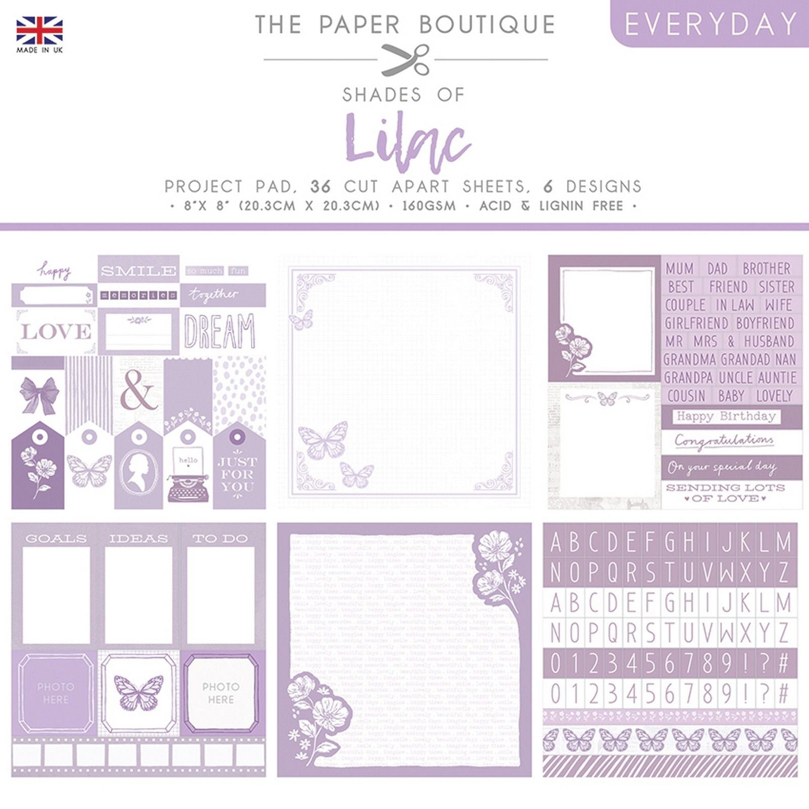 The paper boutique • everyday shades of lilac project pad