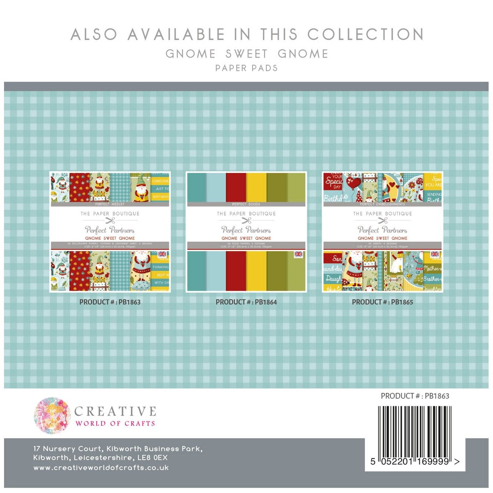 The paper boutique • perfect partners papers gnome sweet gnome medley 20,32x20,32cm