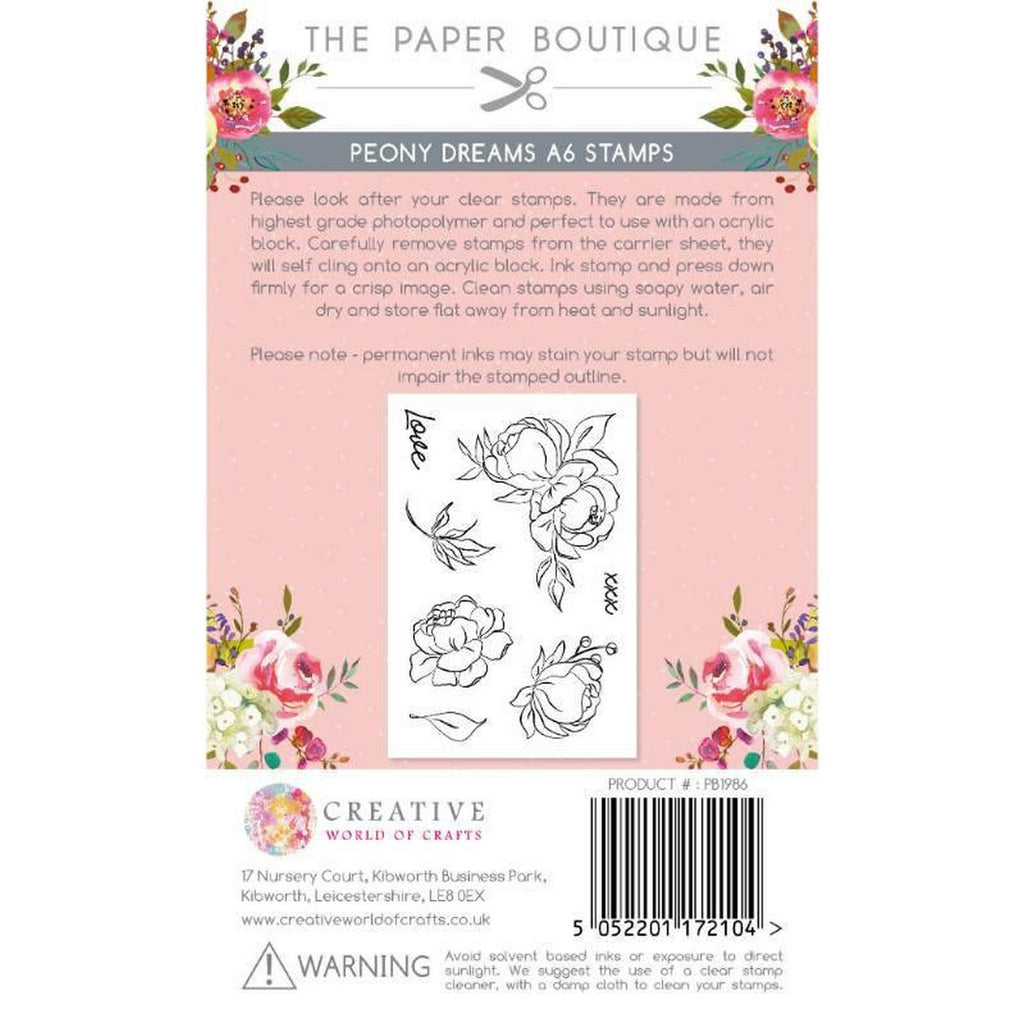 The paper boutique • peony dreams a6 stamp set