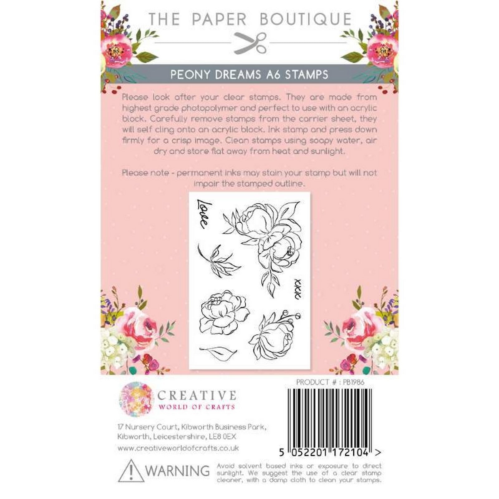The paper boutique • peony dreams a6 stamp set