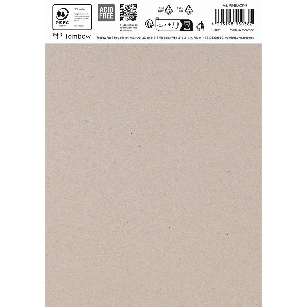 Tombow • black paper din a5 (14,8 x 21 cm), 15 sheets, 250 g m² (120 lbs), black
