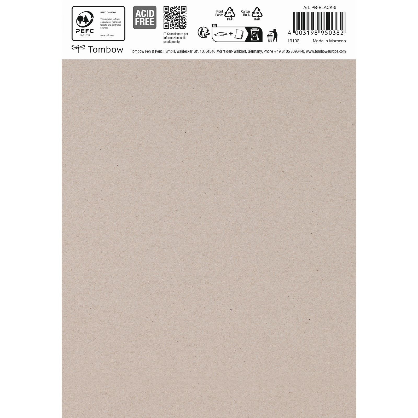Tombow • black paper din a5 (14,8 x 21 cm), 15 sheets, 250 g m² (120 lbs), black