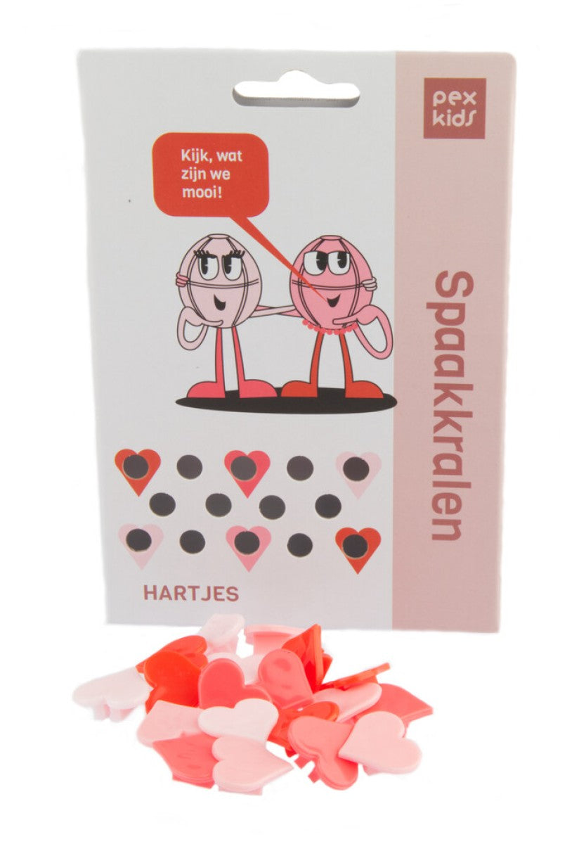 PexKids Speichenperlen Herzen, sortiert in 4 Farben (20 Stück auf Karte)