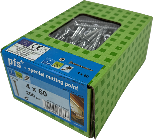 Pgb-europe pfs+ | spaanplaatschroef pfs+ vzk-t ø 4,0x60 zn - 200 stuks - pfwvtv001004000603