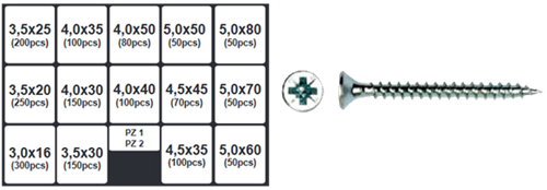 Pgb-europe pgb-fasteners | assortimentsdoos met schroeven 1700 dlg pwvtv - ass014001170002