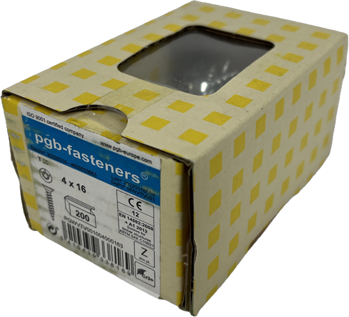 Pgb-europe pgb-fasteners universele spaanplaatschroef vk-t voldraad verzonken kop ø4,0x16 zn tx20 | 200 st | pgwvtv001004000163