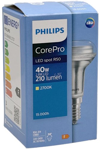 Philips corepro ledspot e14 r50 2.8w 210lm 36d - 827 zeer warm wit | vervangt 40w