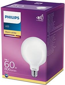Philips led globe g120 e27 7-60w filament 2700k mat - led3826