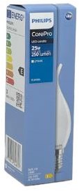 Philips led tipkaars e14 2,2-25w 2700k filament mat - led3722