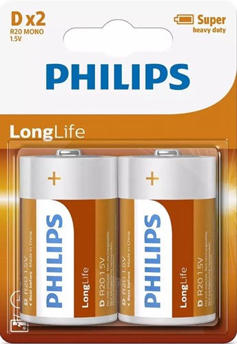 Philips Akku Longlife LR20 Mono 2 in Blisterverpackung