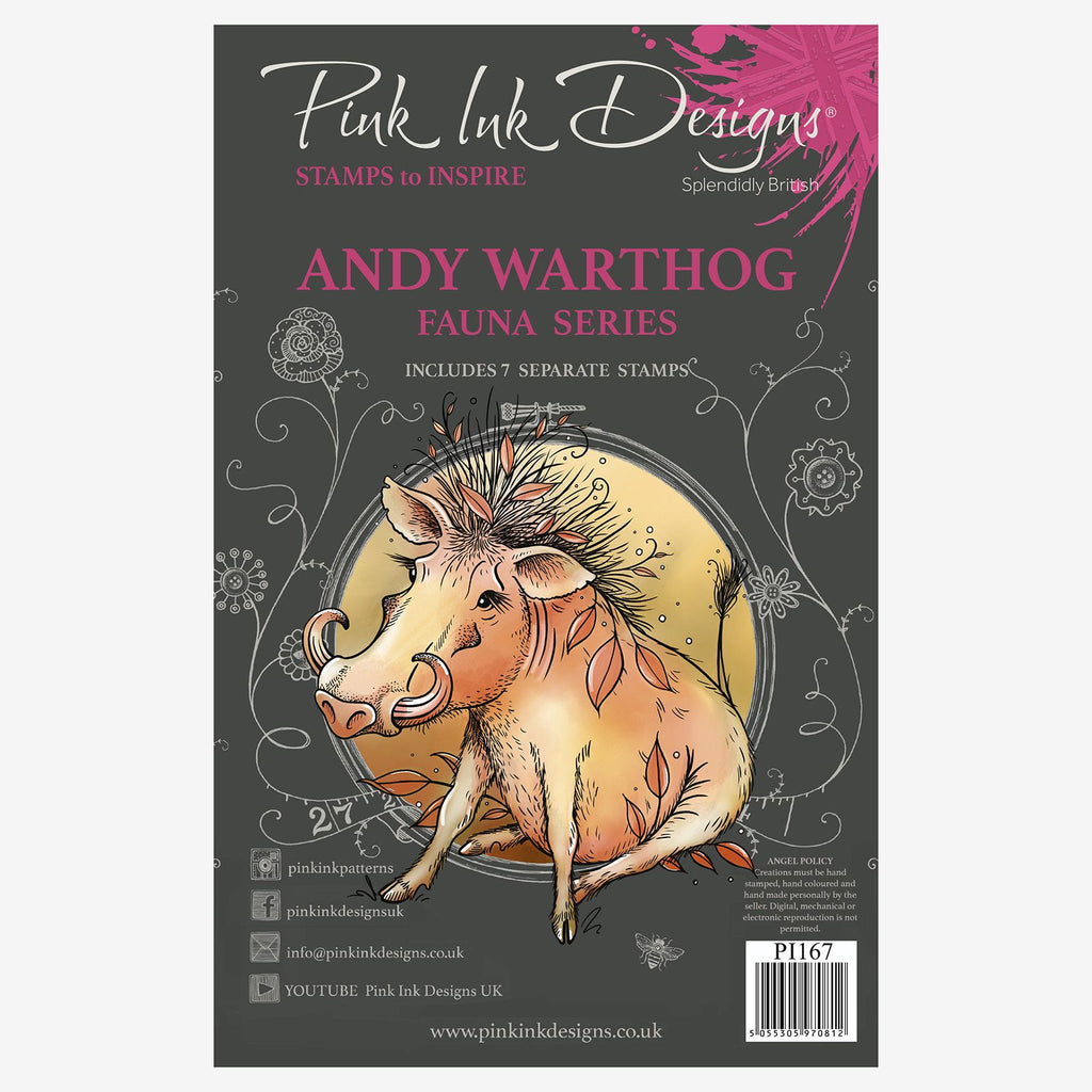 Pink ink designs • clear stamp set andy warthog 20,32x15,24cm