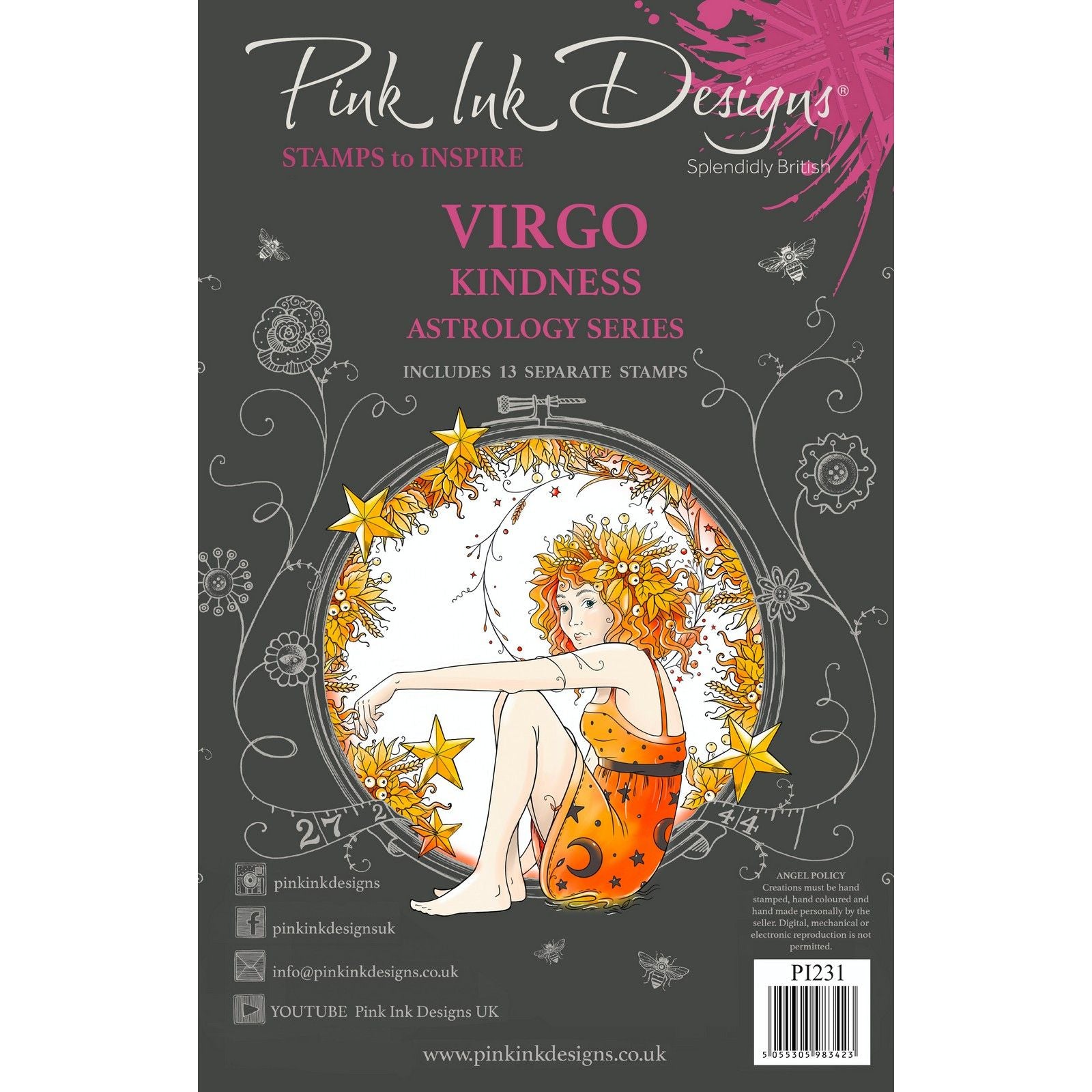 Pink ink designs • astrology series clear stempels virgo 'kindness'