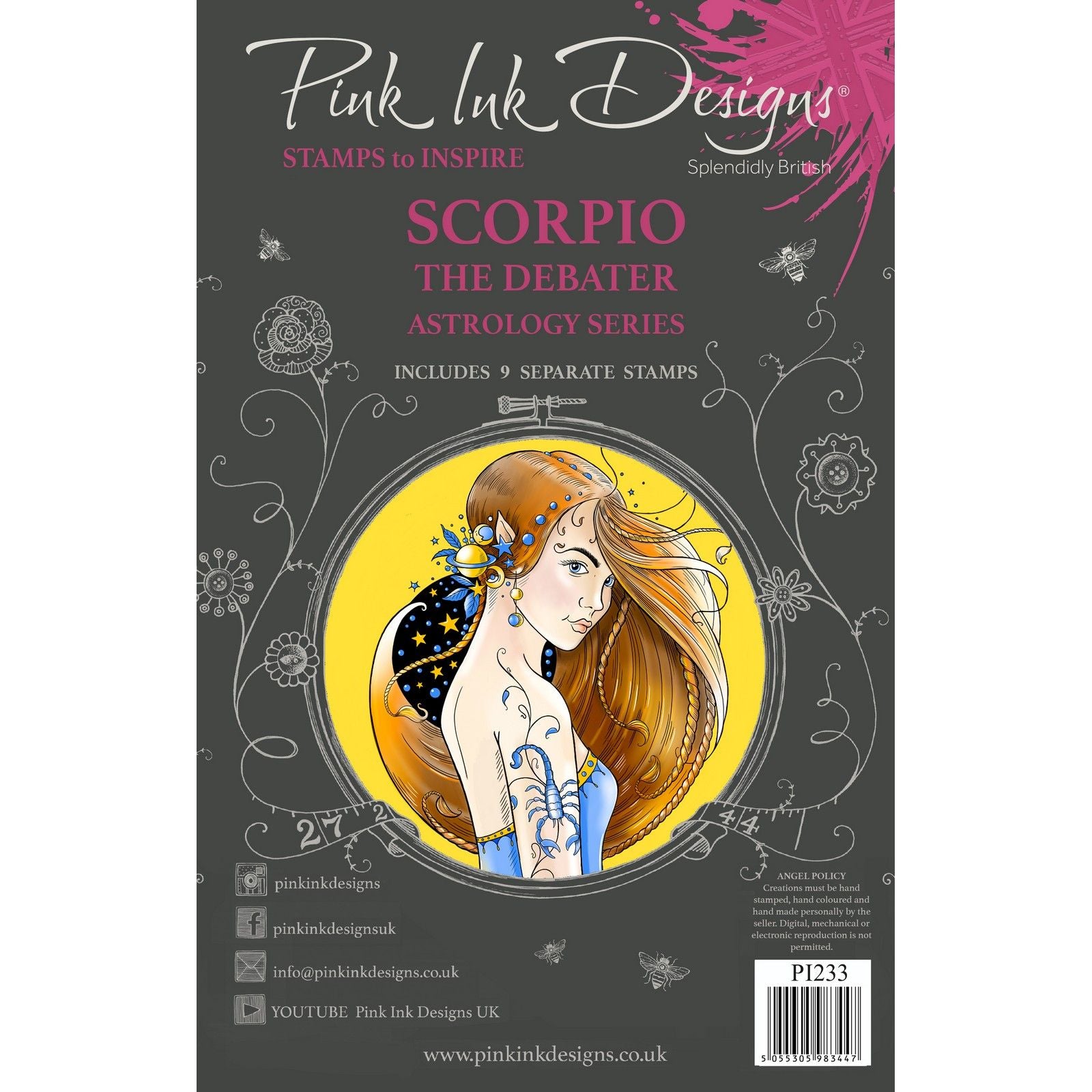 Pink ink designs • astrology series clear stamp set scorpio the debater