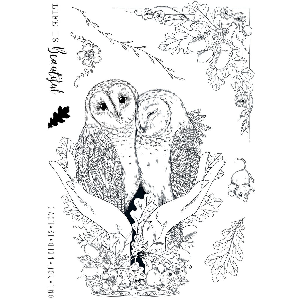 Pink ink designs • wings series clear stamp set an owl in the hand