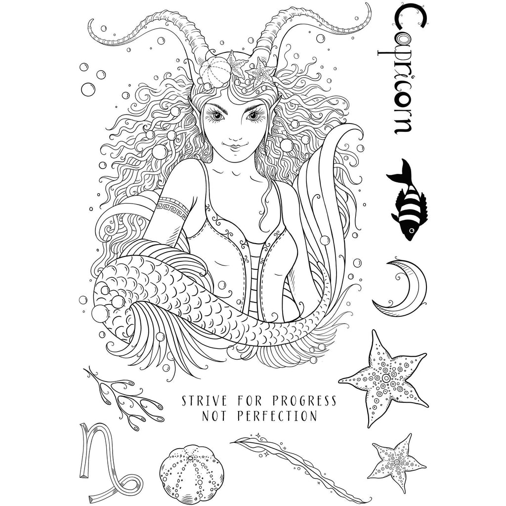 Pink ink designs • astrology series clear stamp set capricorn the perfectionist