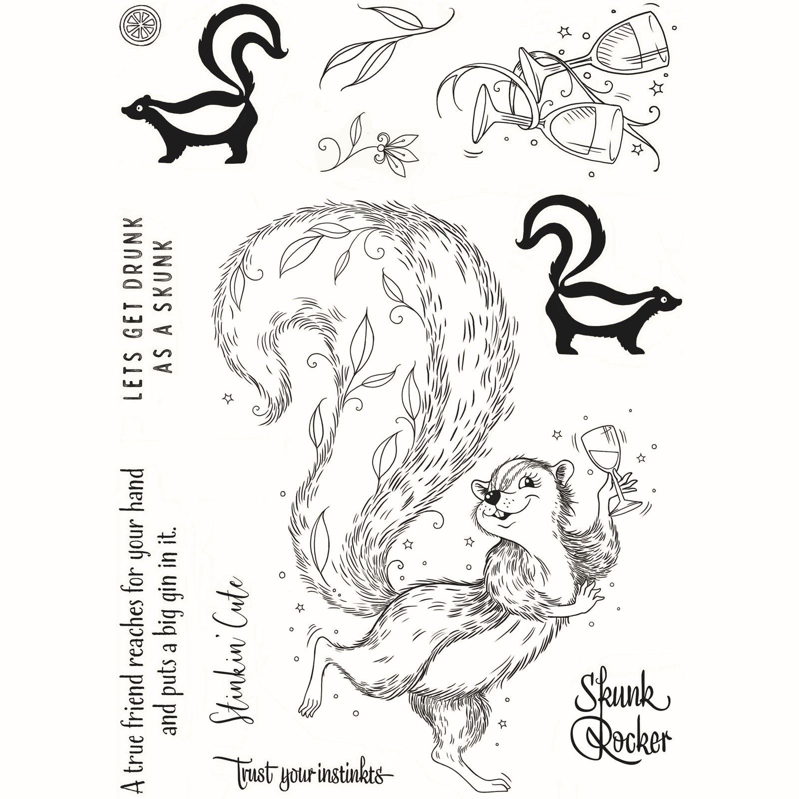 Pink ink designs • fauna series clear stamp set stinkin' cute