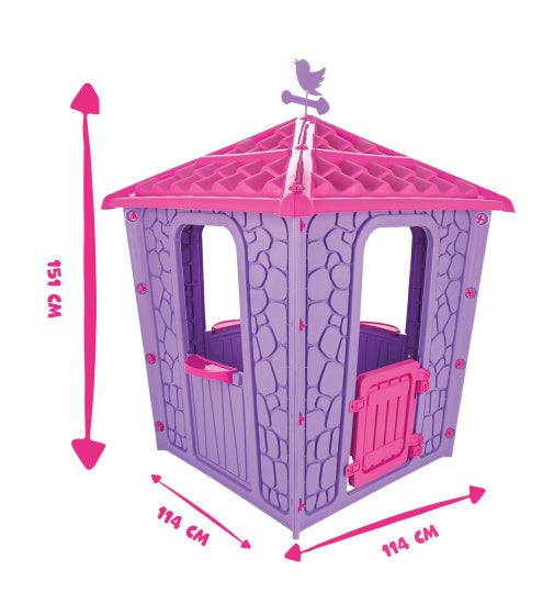 Spielhaus aus Pilsan-Stein, 114 x 114 x 151 cm, Lila Rosa
