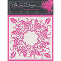 Pink ink designs • stencil flowers vines 17,78x17,78cm