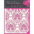 Pink ink designs • stencil flames flowers 17,78x17,78cm