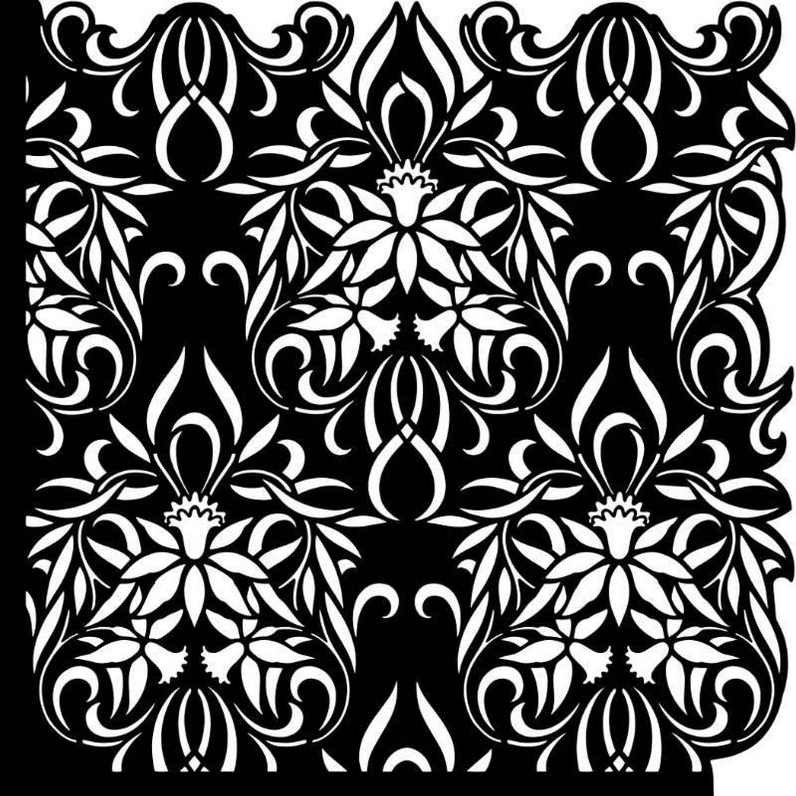 Pink ink designs • stencil flames flowers 17,78x17,78cm