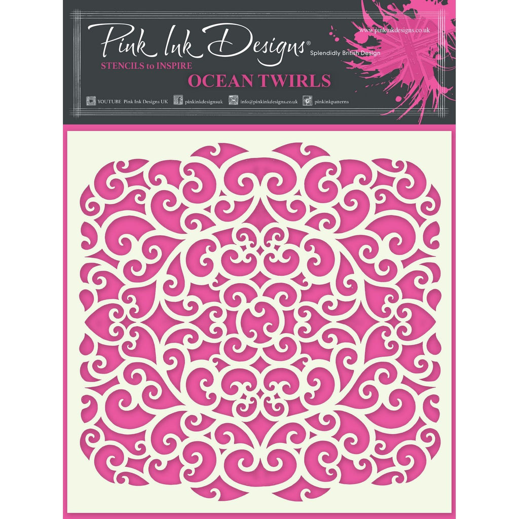 Pink ink designs • stencil ocean twirls