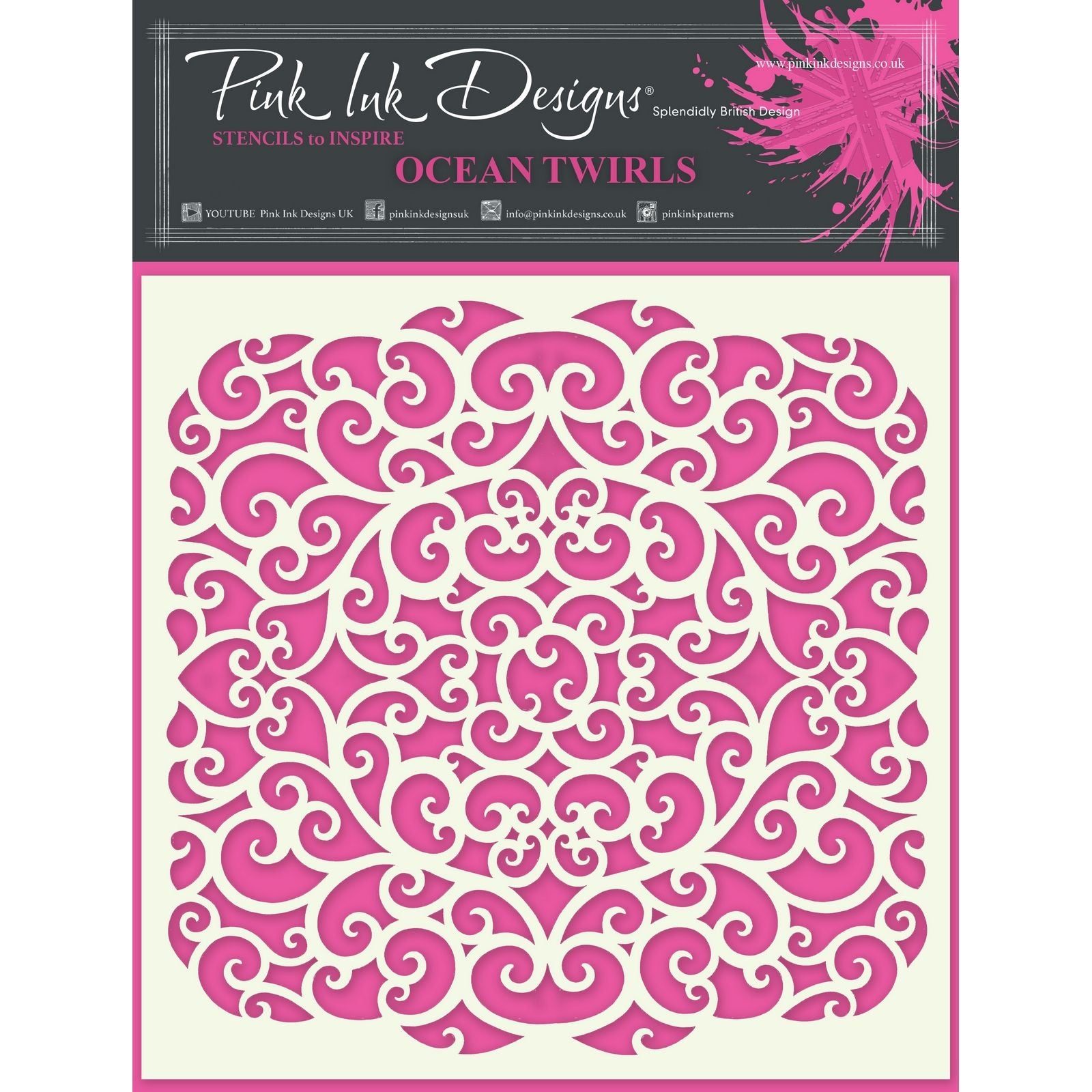 Pink ink designs • stencil ocean twirls