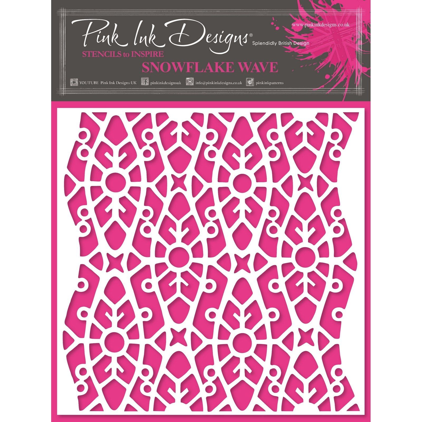 Pink ink designs • stencil snowflake wave