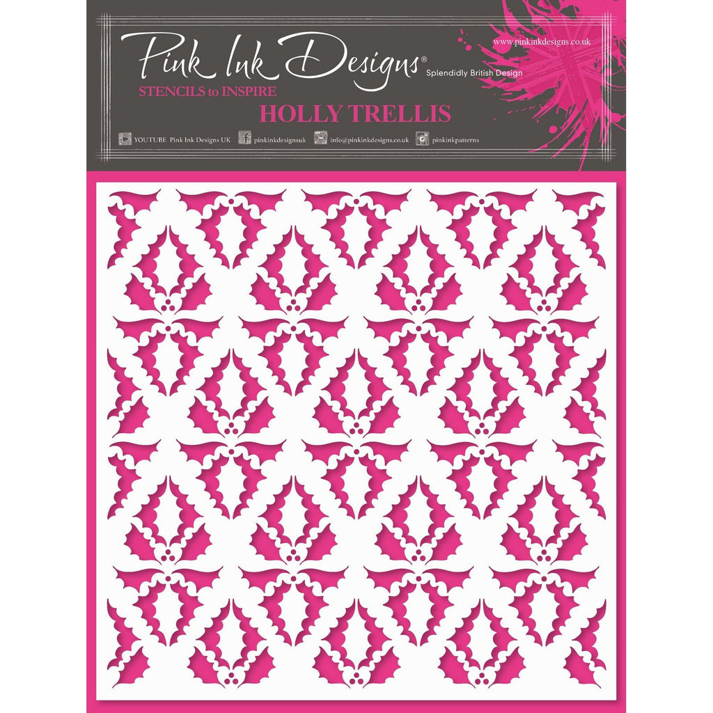 Pink ink designs • stencil holly trellis