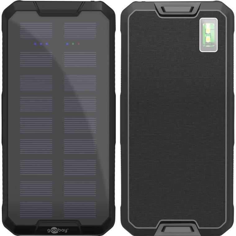 Goobay outdoor solar power bank 20,000 mah with power delivery powerbank (zwart)