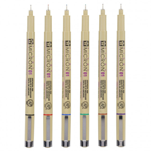 Sakura • pigma micron set basiskleuren 0,25mm 6stuks