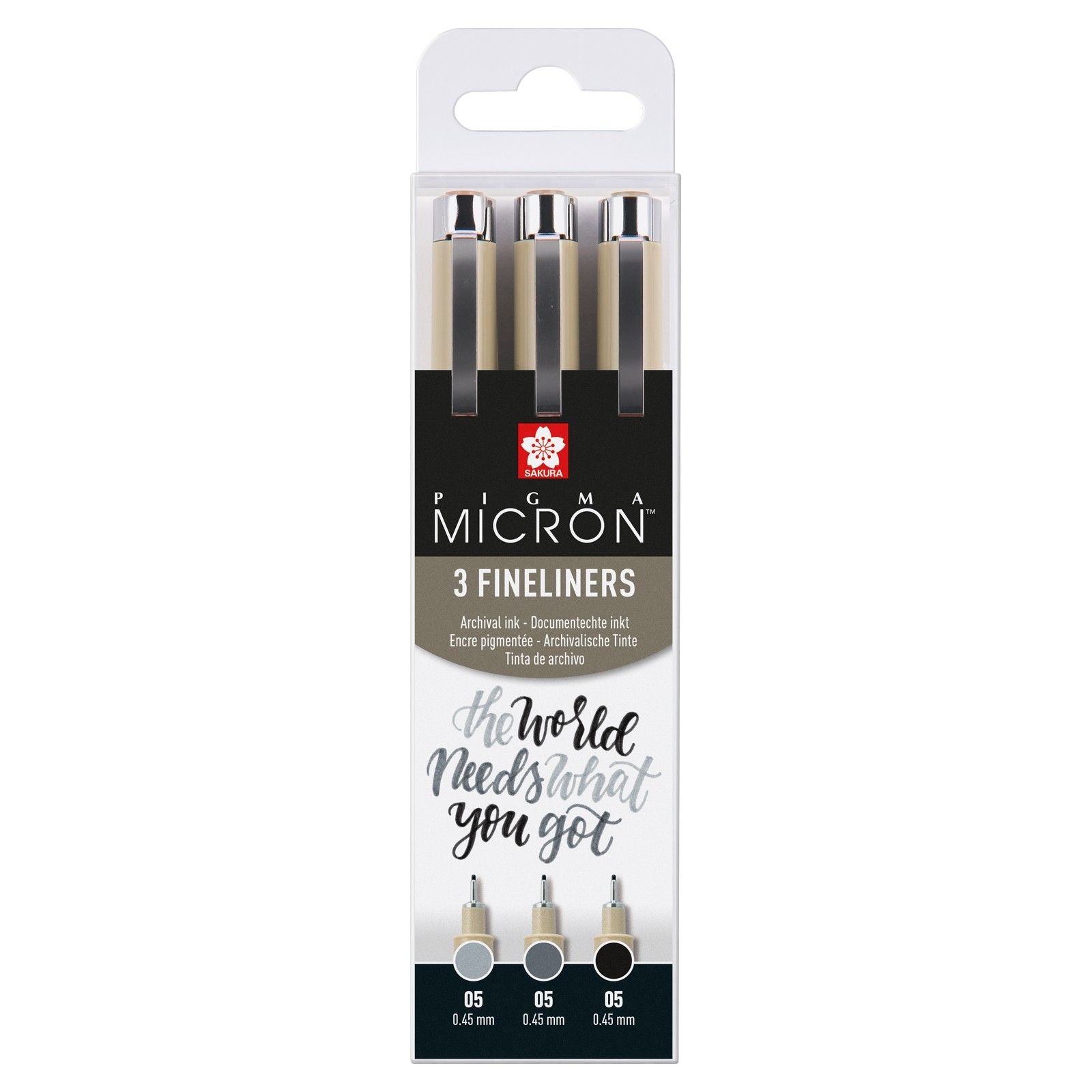 Sakura • pigma micron 05 fineliner set zwart grijs 3pcs