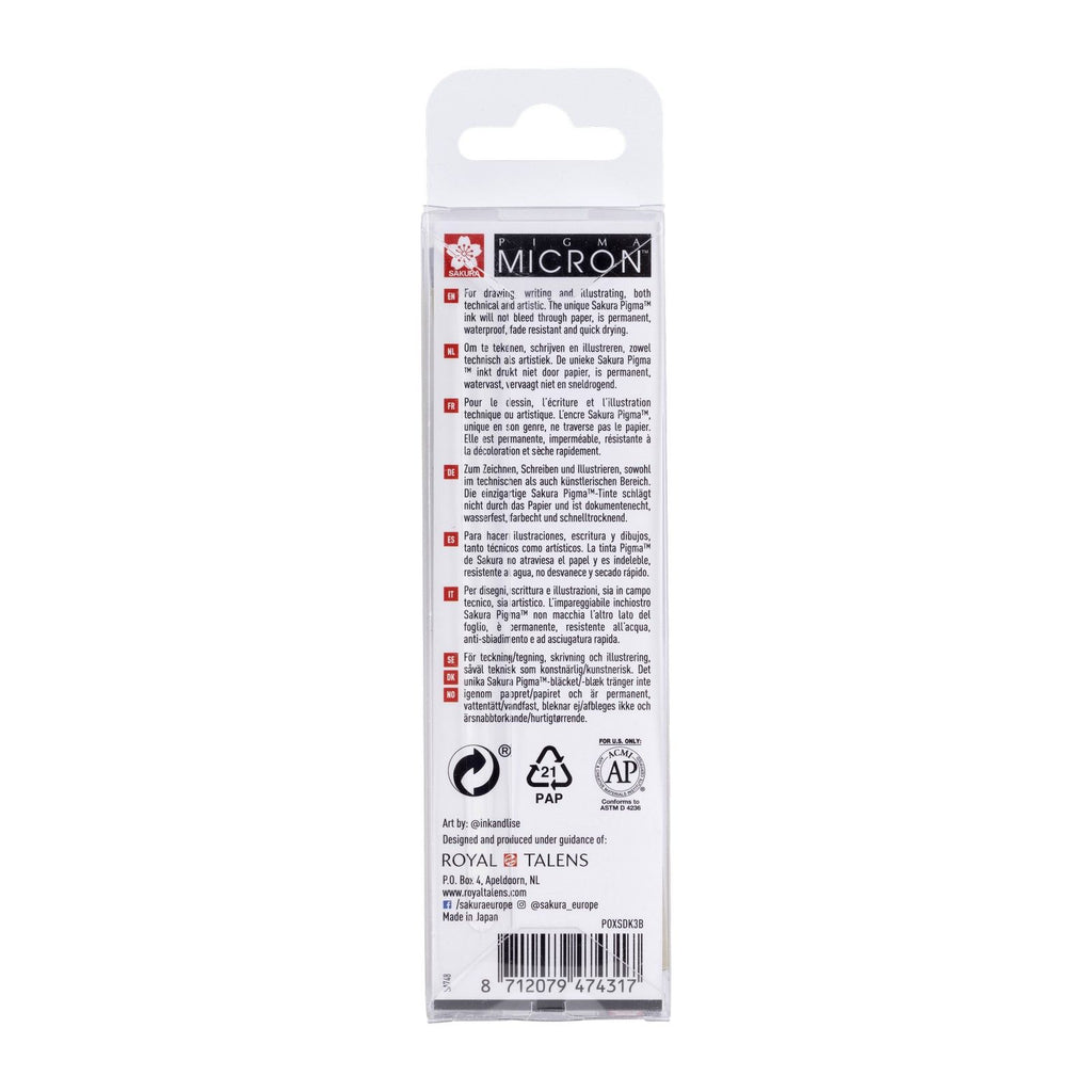 Sakura • pigma micron 05 fineliner set zwart grijs 3pcs