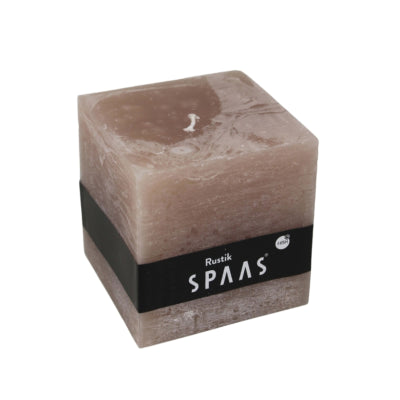 Spaas (r) stompkaars rustic vierkant taupe 10 x 10 cm | 6 stuks