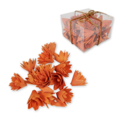 Decoratie bloemen hout oranje 3 cm | 12 stuks