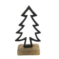 Beeld dennenboom op voet mangohout zwart 17 cm | 12 stuks