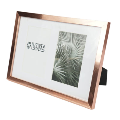 Fotolijst 2 fotos passe-partout rose goudkleurig 10 x 15 cm | 8 stuks