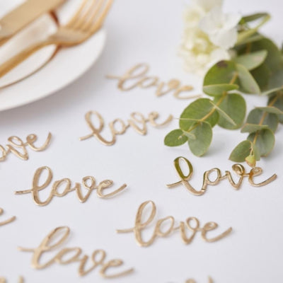 Ginger ray confetti letters love goudkleurig 14 gr | 20 stuks