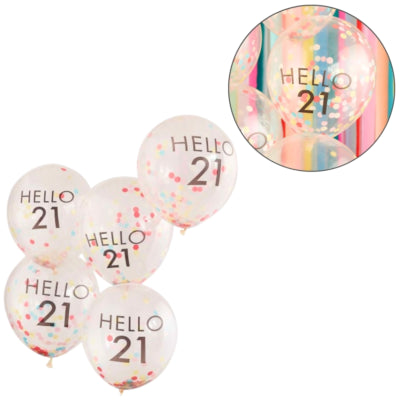 Ginger ray ballonnen hello 21 jaar 5 stuks | 20 stuks