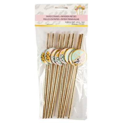 Rietjes funky leopard papier 20 cm 8 stuks | 48 stuks