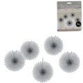 Amscan decoratieve waaiers zilverkleurig 15 cm set van 5 | 24 stuks