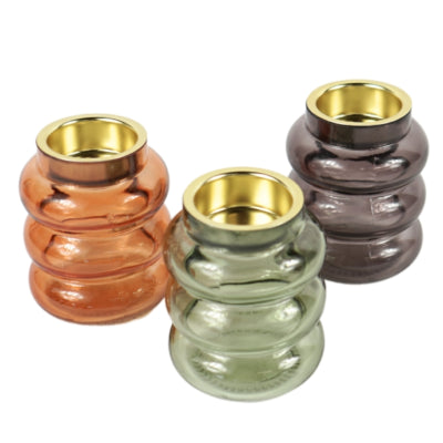 Theelichthouder glas 8,5 cm 3 assorti | 24 stuks