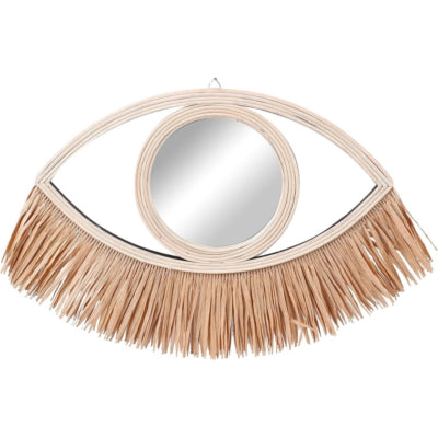 Wandspiegel oog bamboe 50 cm | 8 stuks