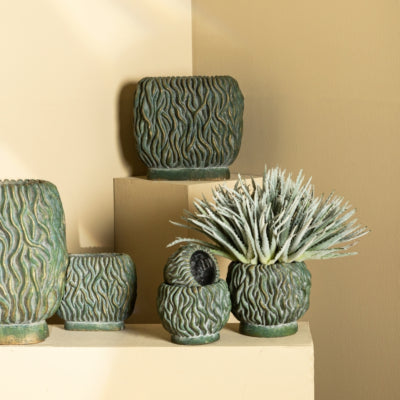 Ptmd bloempot brendan groen 30 cm | 2 stuks